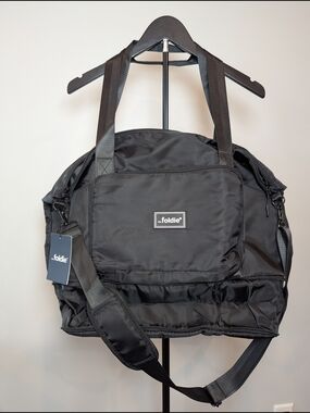 NWT Foldie  Original Black Expandable, Foldable Travel Duffel Bag SPACIOUS